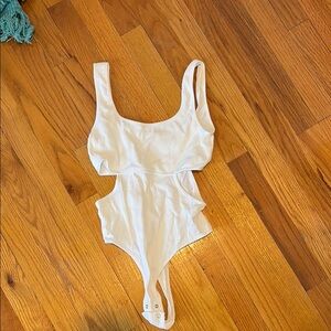 Garage White Ribbed Bodysuit